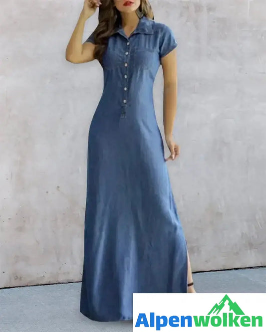 Alpenwolken - Denim-Imitat-Kleid Blau