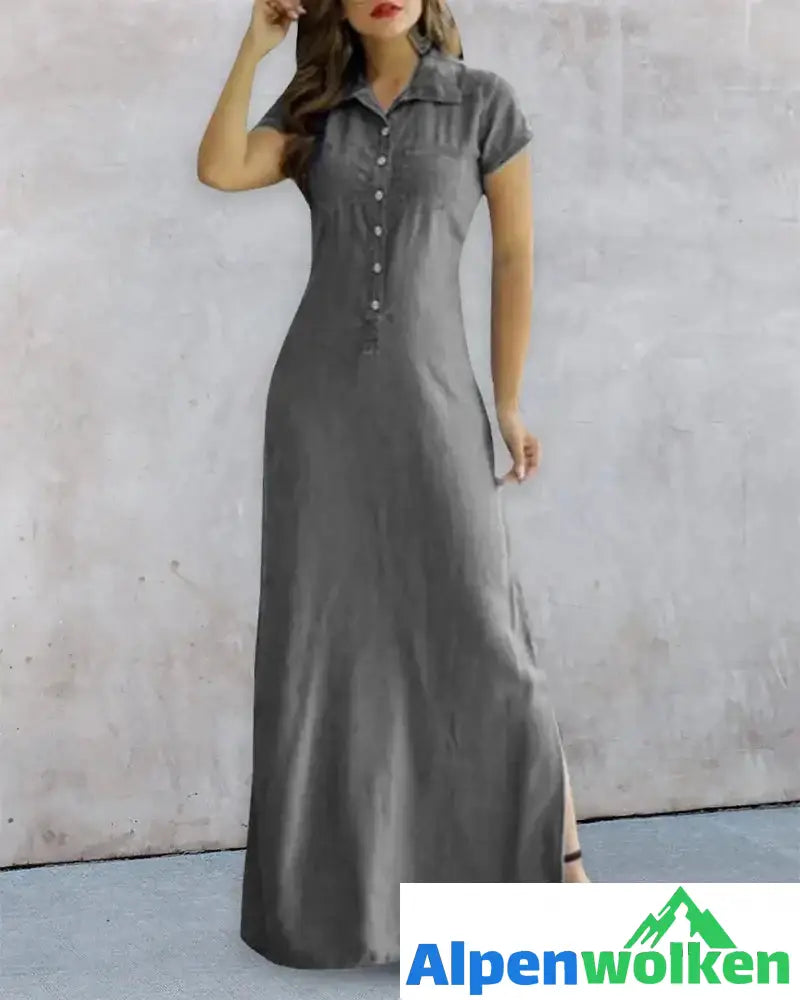 Alpenwolken - Denim-Imitat-Kleid Grau