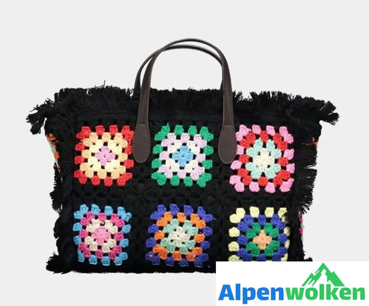 Alpenwolken - Designer geflochtene gehäkelte Totes Bag Women New Casual Ethnic Style Woven