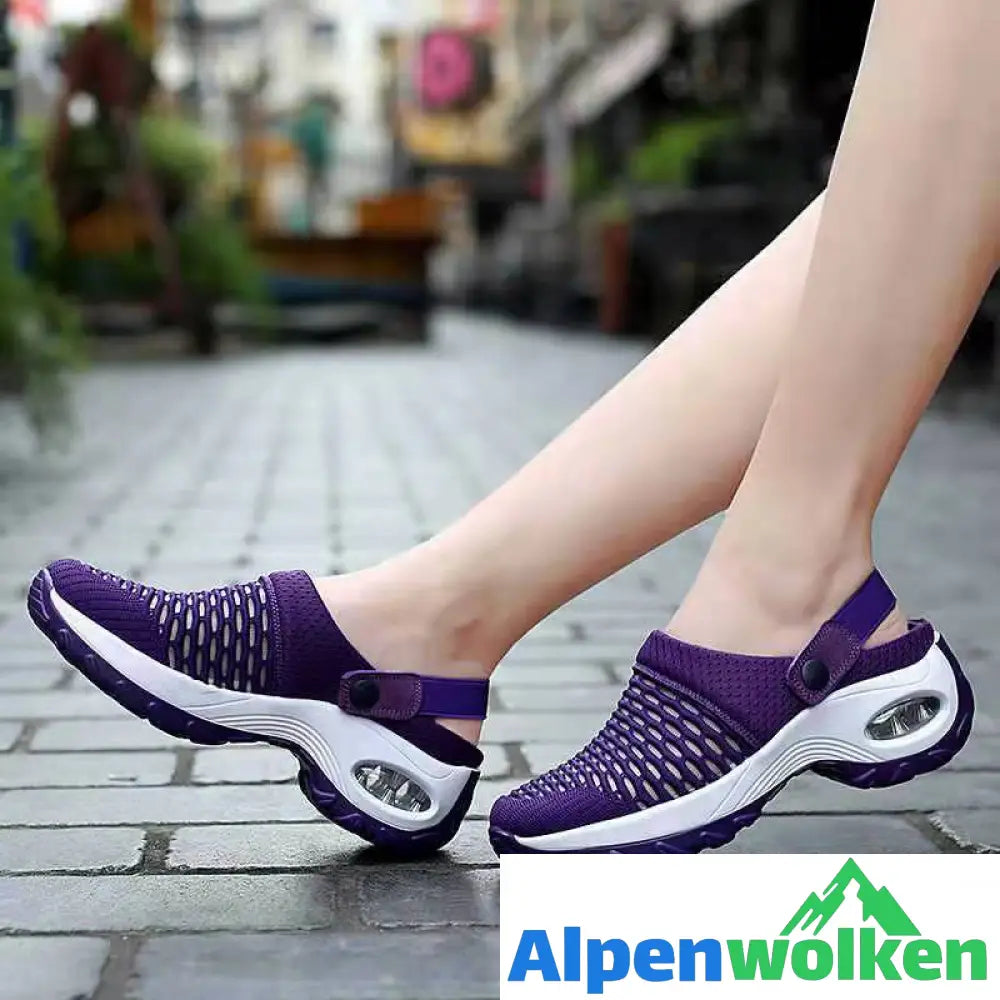 Alpenwolken - Diabetiker Gehen Orthopädische Luftkissen-Schuhe zum Hineinschlüpfen Lila