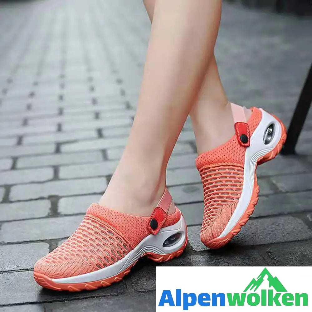 Alpenwolken - Diabetiker Gehen Orthopädische Luftkissen-Schuhe zum Hineinschlüpfen Orange