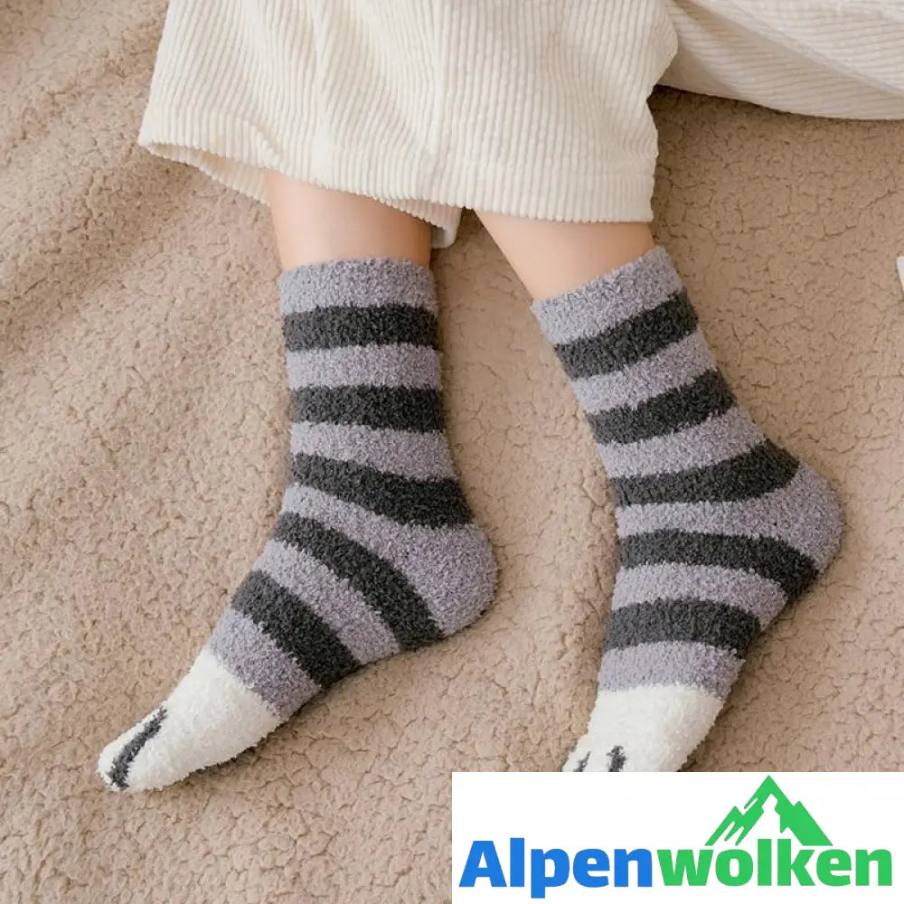 Alpenwolken - Dicke warme süße Katzenkrallen-Bodensocken