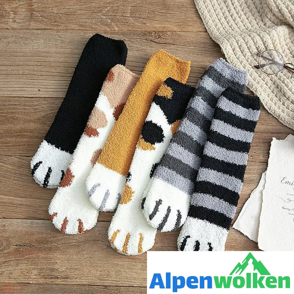 Alpenwolken - Dicke warme süße Katzenkrallen-Bodensocken