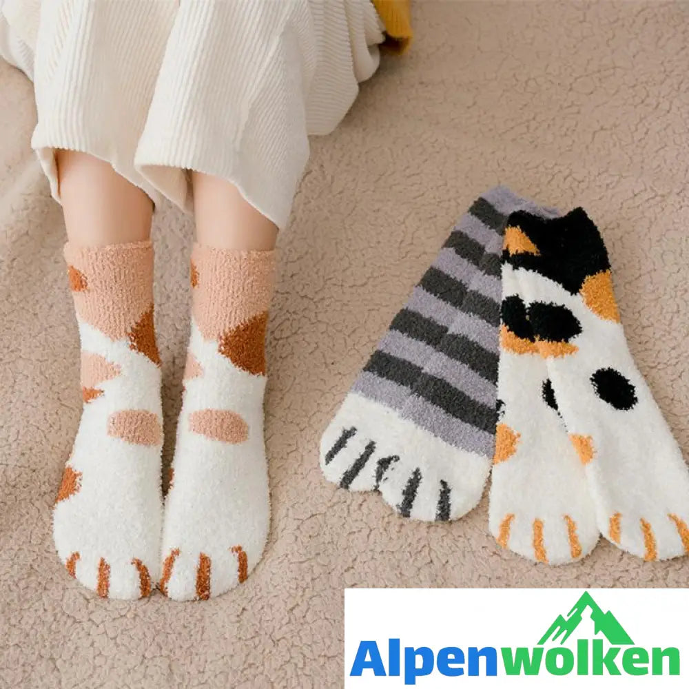 Alpenwolken - Dicke warme süße Katzenkrallen-Bodensocken