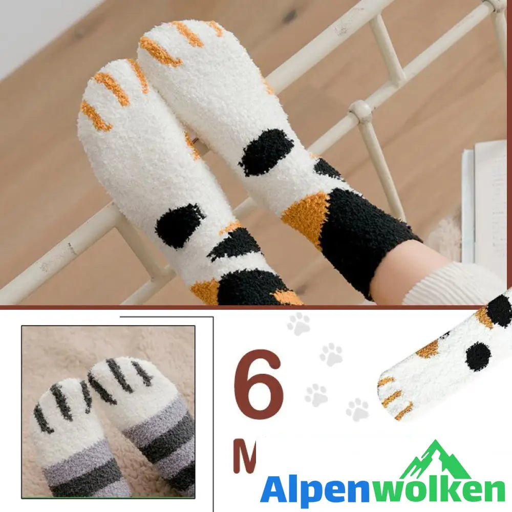 Alpenwolken - Dicke warme süße Katzenkrallen-Bodensocken