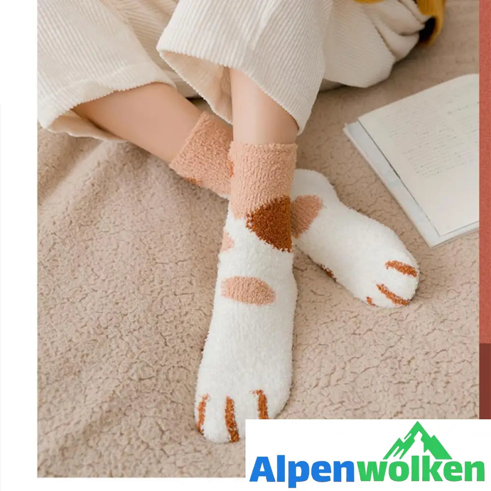 Alpenwolken - Dicke warme süße Katzenkrallen-Bodensocken