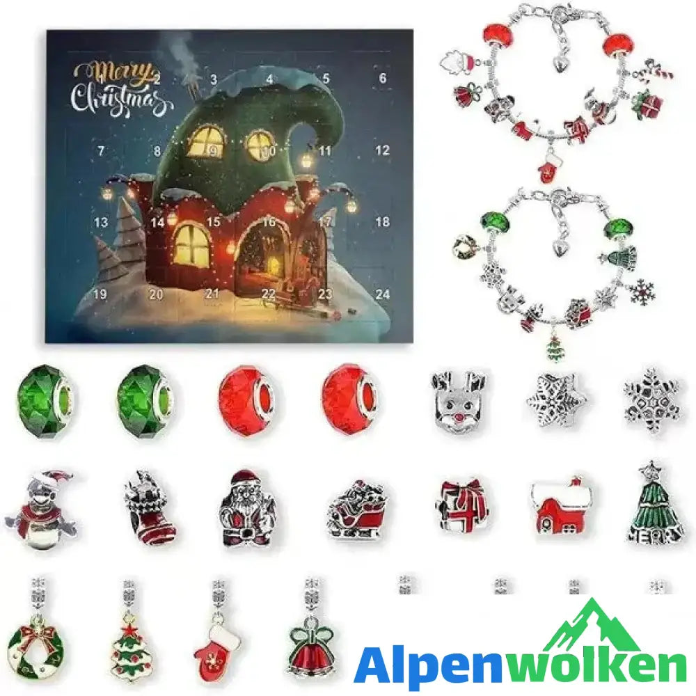 Alpenwolken - DIY 24 Tage Weihnachts-Countdown-Kalender-Armbänder-Set Weihnachten Schneemann