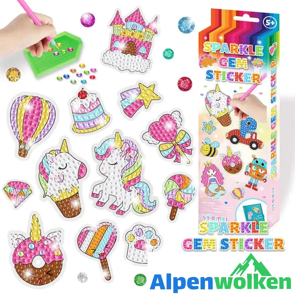 Alpenwolken - DIY Cartoon-Diamantmalerei für Kinder