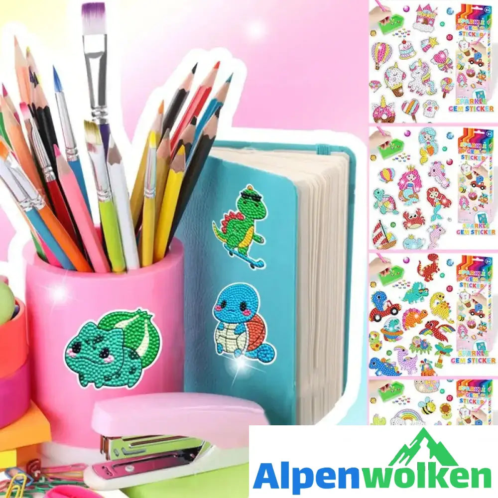 Alpenwolken - DIY Cartoon-Diamantmalerei für Kinder