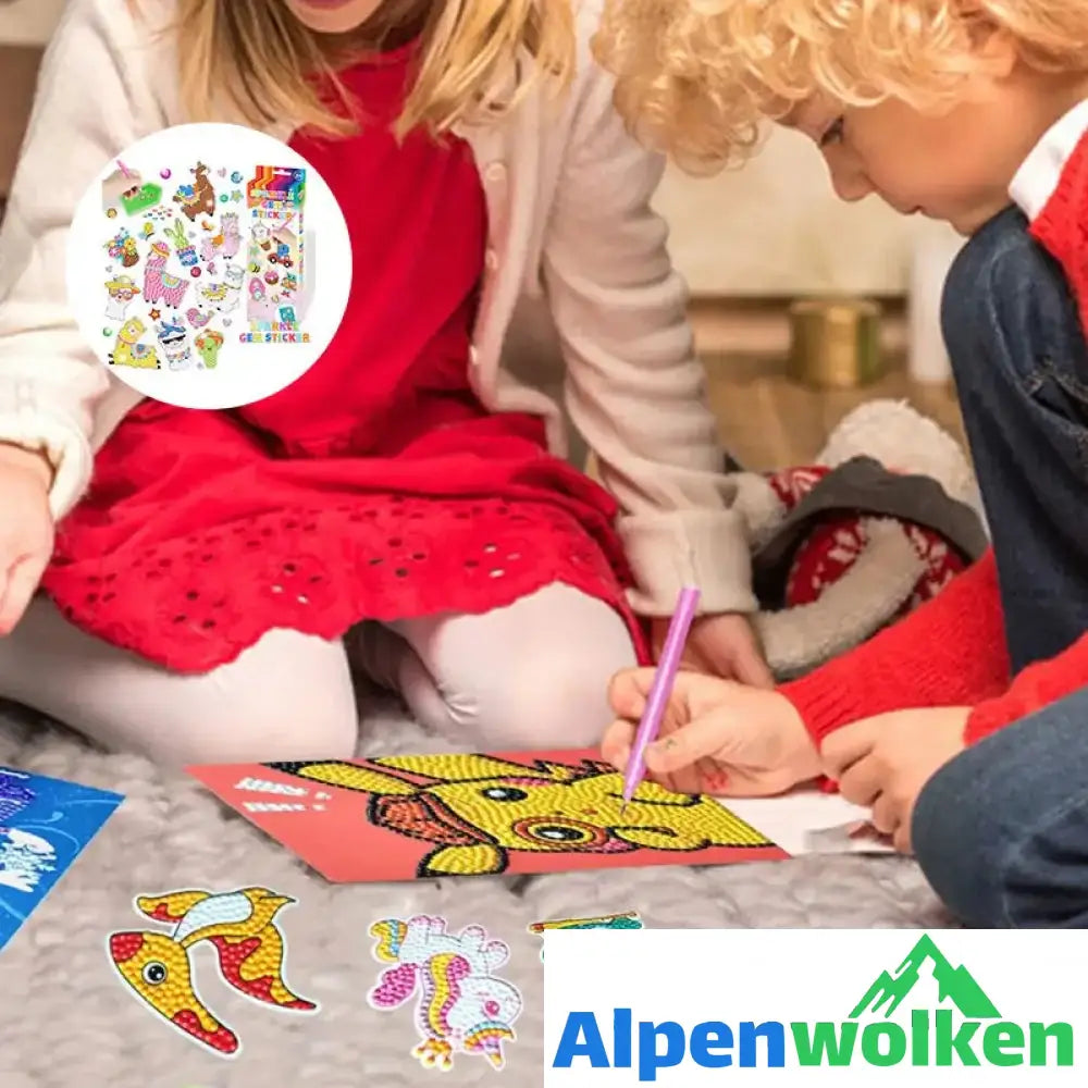 Alpenwolken - DIY Cartoon-Diamantmalerei für Kinder