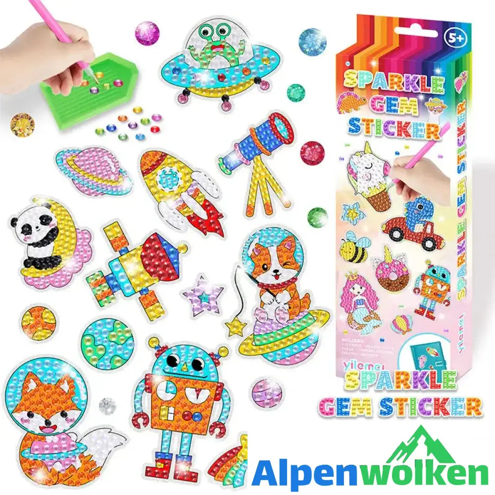 Alpenwolken - DIY Cartoon-Diamantmalerei für Kinder