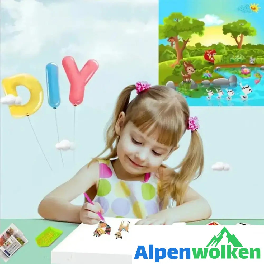 Alpenwolken - DIY Cartoon-Diamantmalerei für Kinder