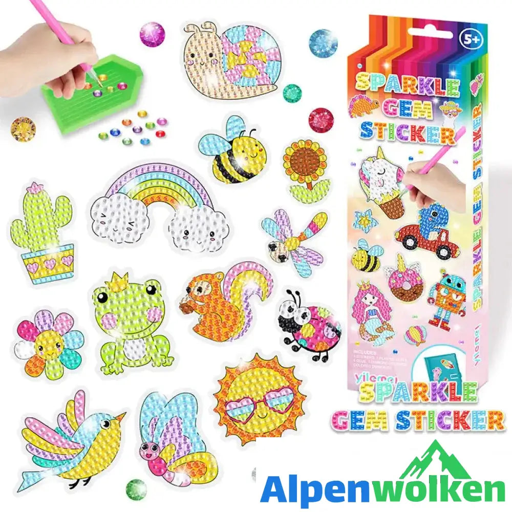 Alpenwolken - DIY Cartoon-Diamantmalerei für Kinder