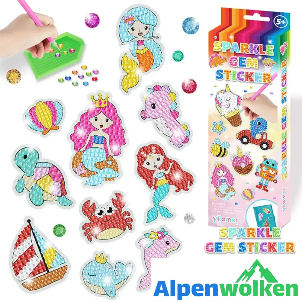 Alpenwolken - DIY Cartoon-Diamantmalerei für Kinder