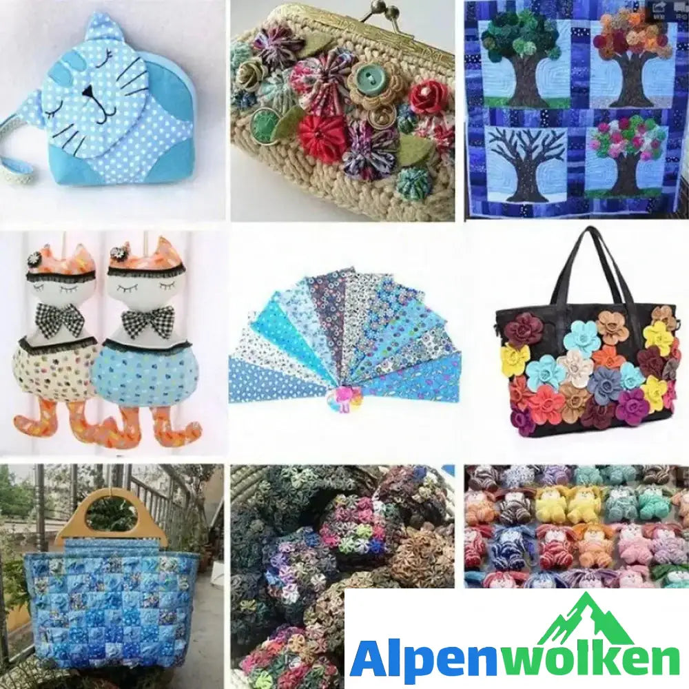 Alpenwolken - DIY Handgemachte Baumwolle Blumentuch - 10 x 10 cm, 50 Stk im Set