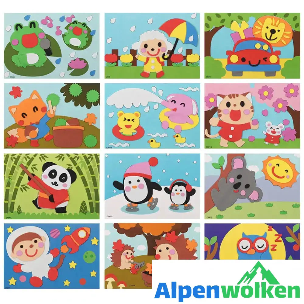 Alpenwolken - DIY Kinder Handgemachte Aufkleber Landtiere