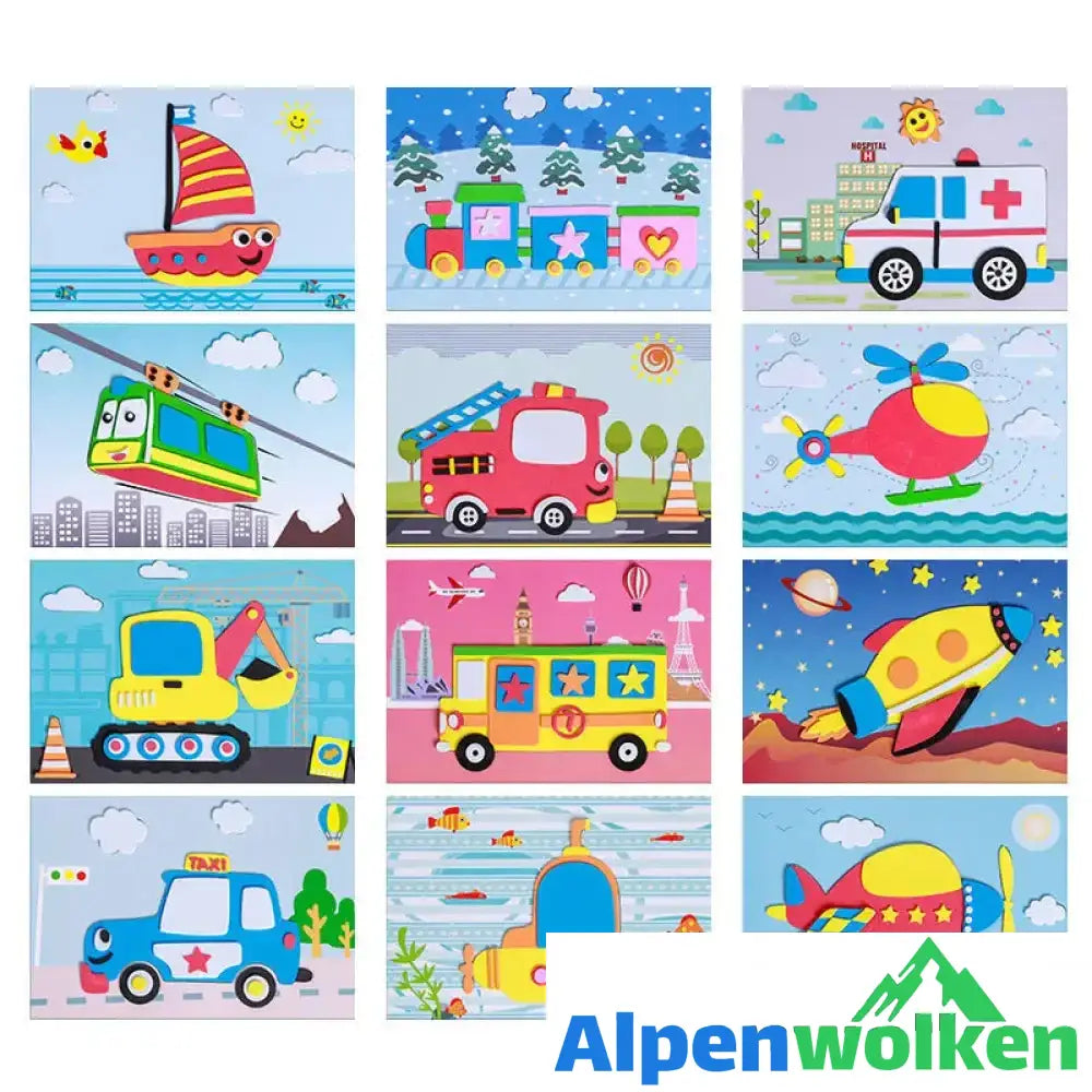 Alpenwolken - DIY Kinder Handgemachte Aufkleber Transport