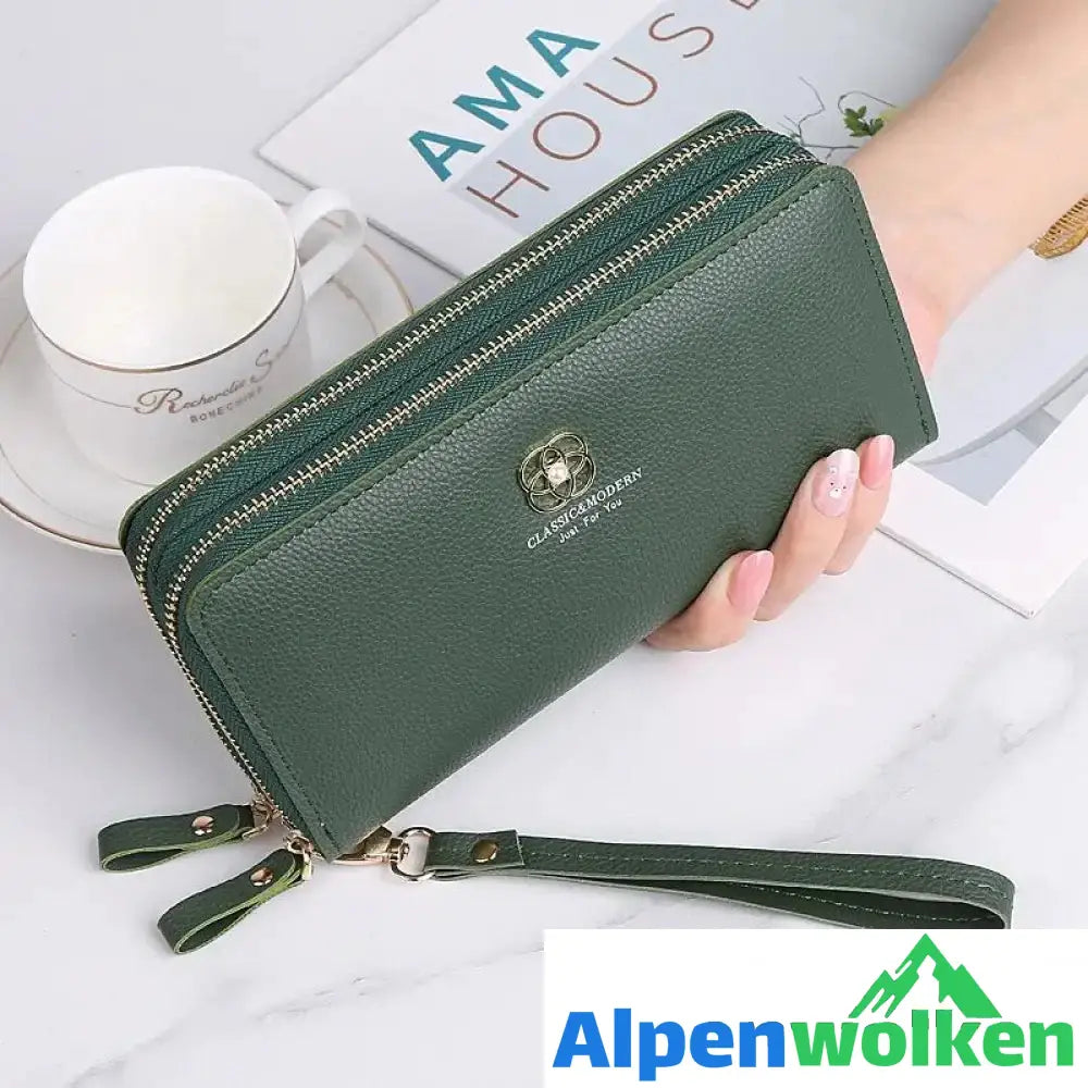 Alpenwolken - Doppellagige Großraumhandtasche Für Damen Dunkelgrün