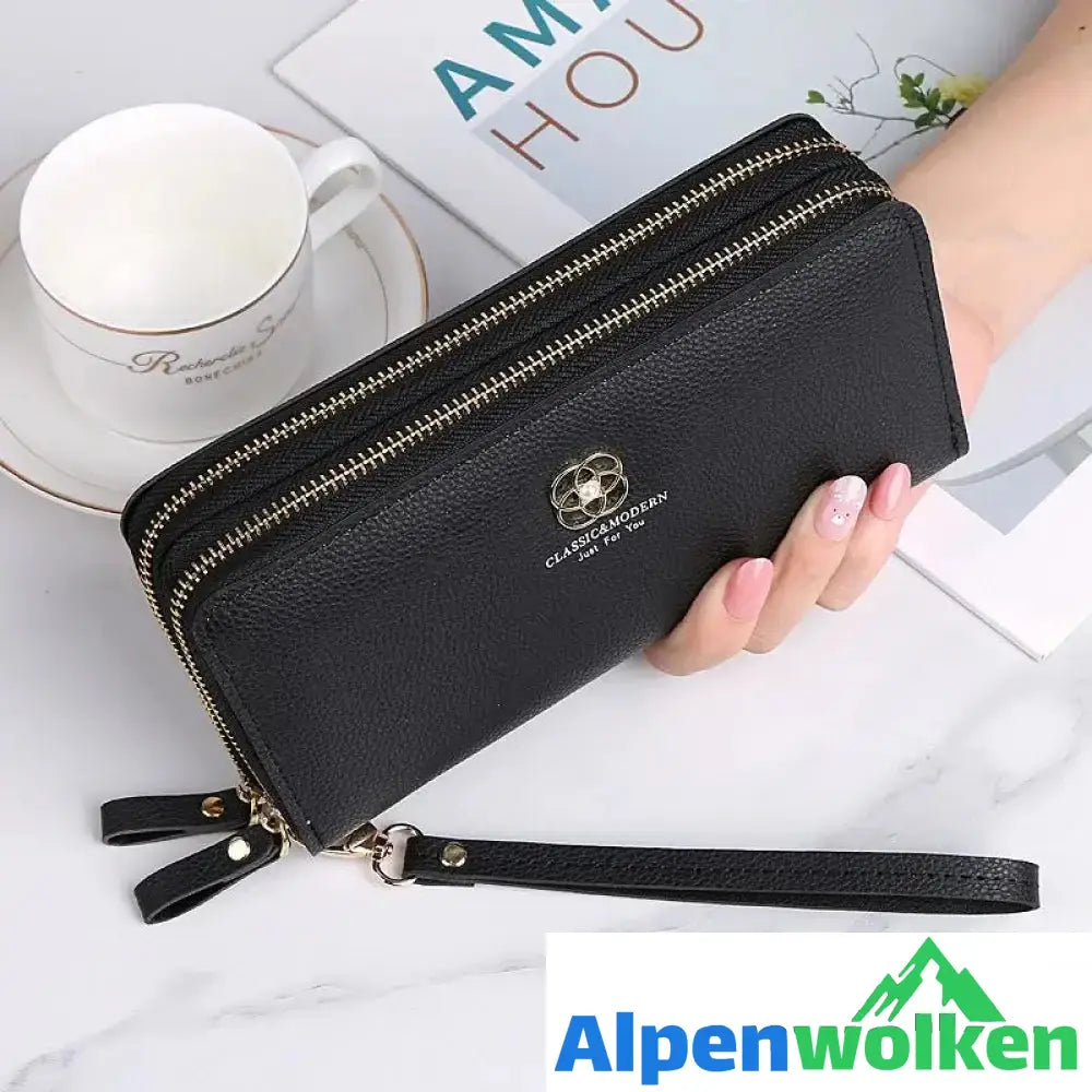 Alpenwolken - Doppellagige Großraumhandtasche Für Damen Schwarz