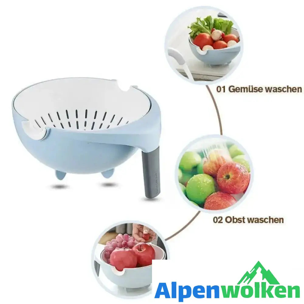 Alpenwolken - Doppelschicht Flip-Drain-Korb, Obst- und Gemüsekorb aus Kunststoff, Tropfkorb