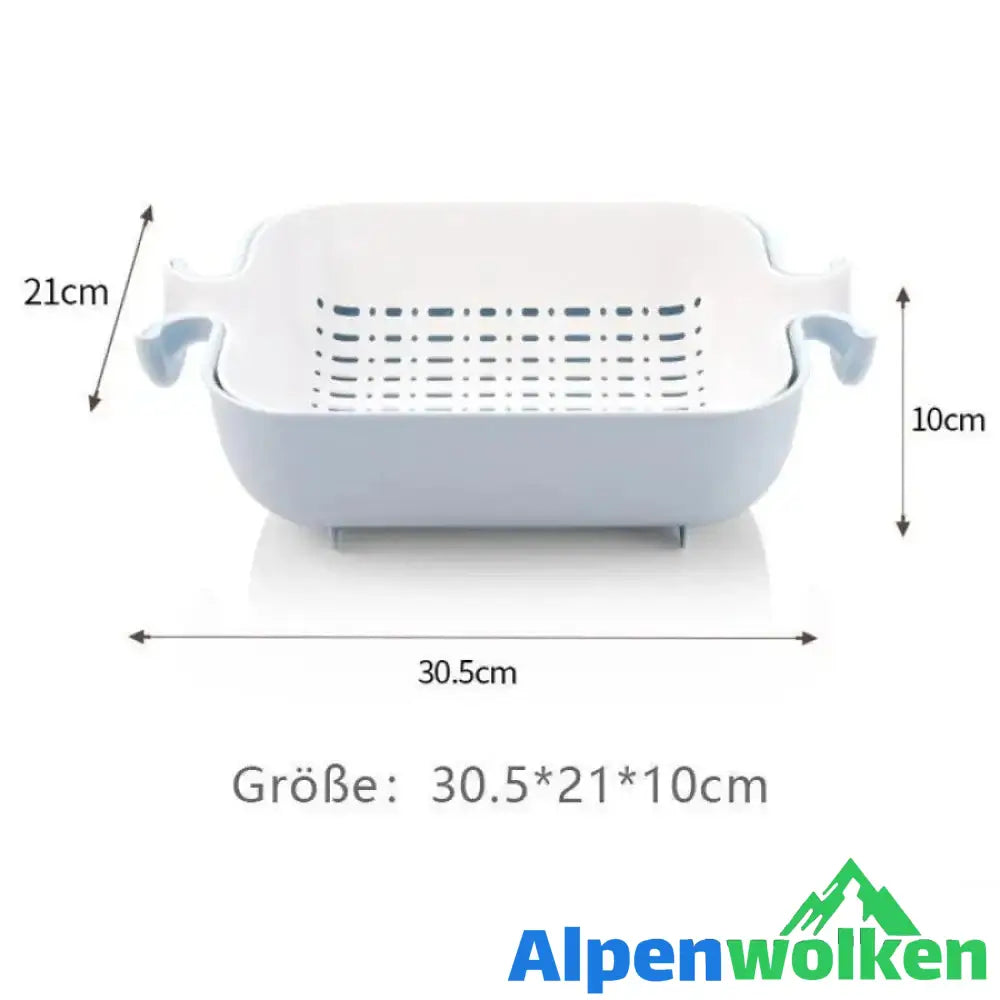 Alpenwolken - Doppelschicht Flip-Drain-Korb, Obst- und Gemüsekorb aus Kunststoff, Tropfkorb