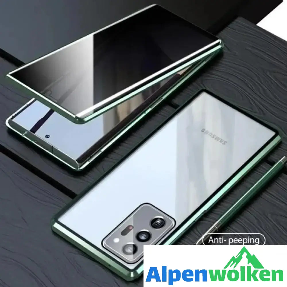 Alpenwolken - Doppelseitiger Schutz Anti-Peeping-Telefonhülle aus gehärtetem Glas Grün