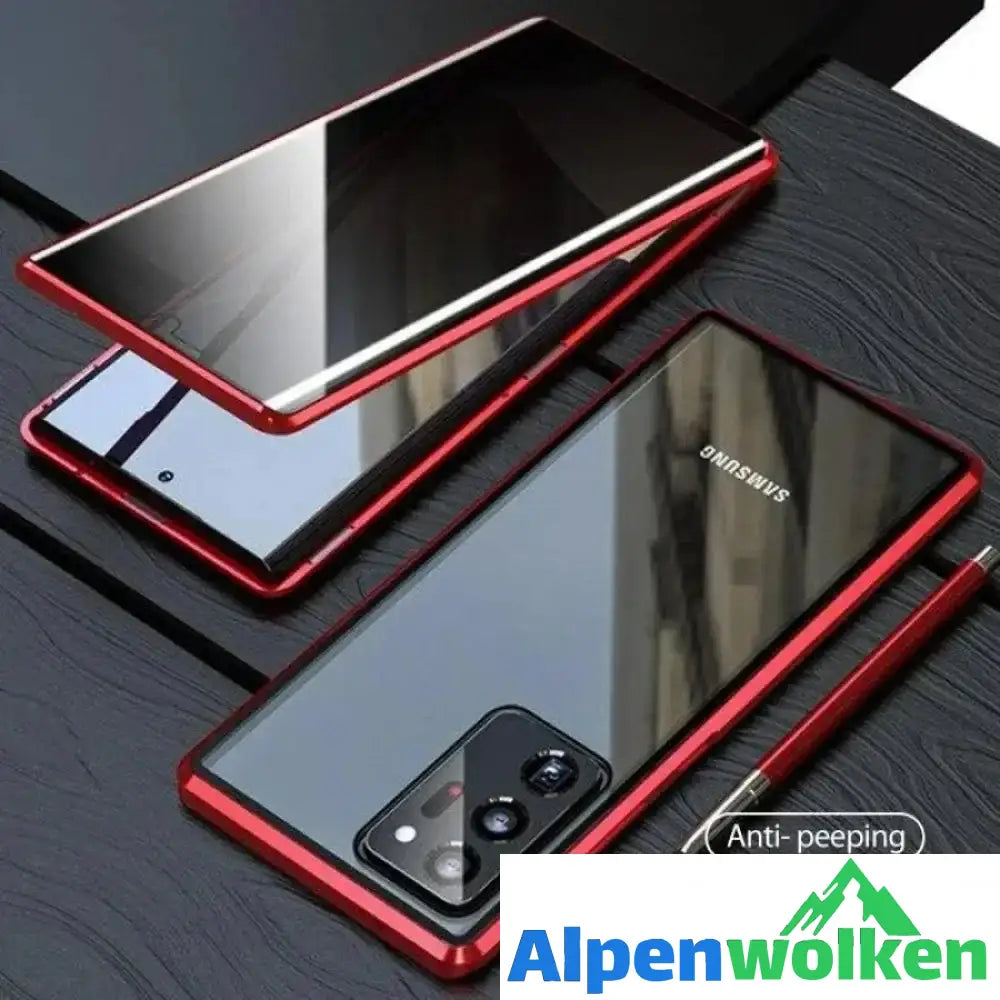 Alpenwolken - Doppelseitiger Schutz Anti-Peeping-Telefonhülle aus gehärtetem Glas Rot