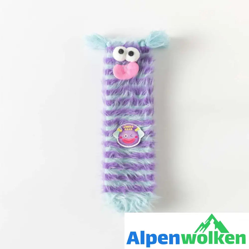 Alpenwolken - Dreidimensionale Socken aus korallfarbenem Samt Gestreift