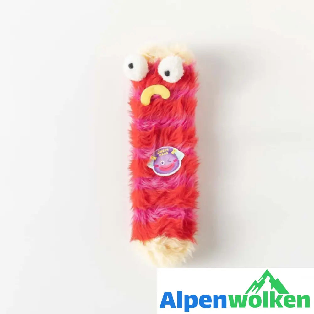 Alpenwolken - Dreidimensionale Socken aus korallfarbenem Samt Rot