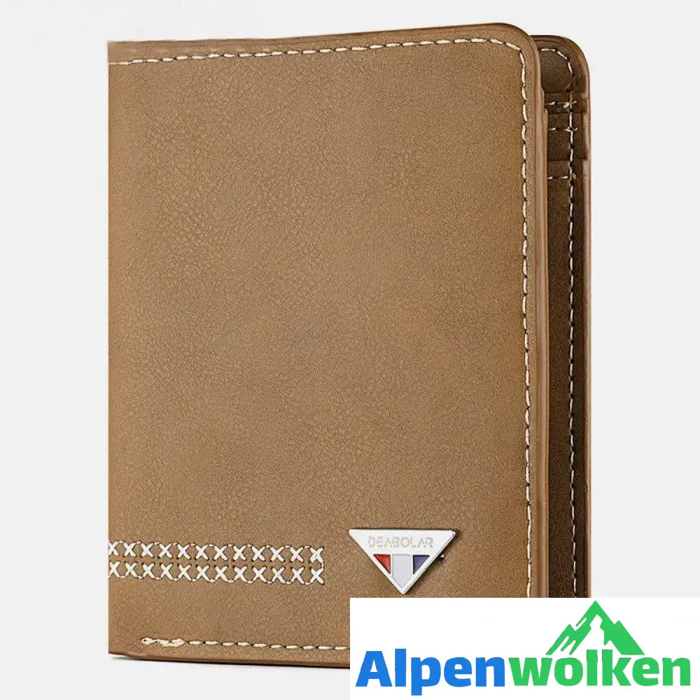 Alpenwolken - Dreifach faltbare Herren-Brieftasche aus strapazierfähigem Leder Braun