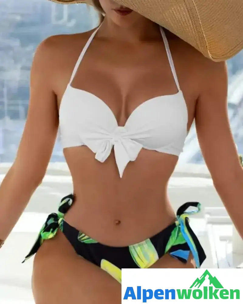 Alpenwolken - Dreiteiliges Bikini-Mesh-Blusen-Set mit Aufdruck