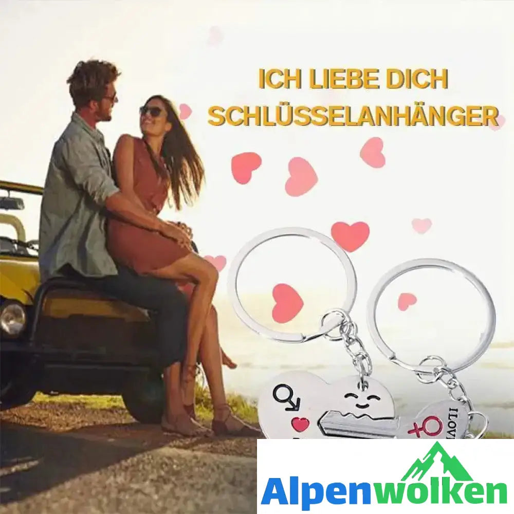 Alpenwolken - Ein Paar "I LOVE YOU" Halskette / Schlüsselanhänger