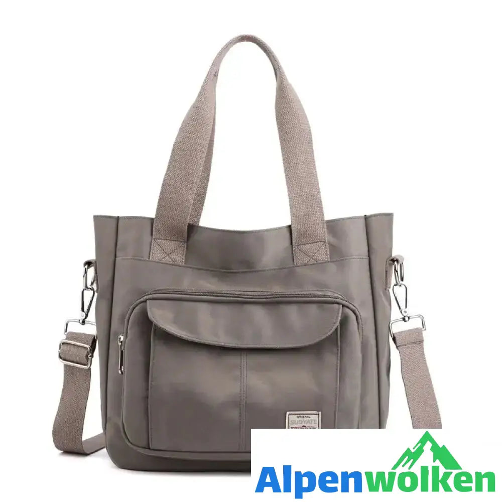 Alpenwolken - Einfache einfarbige Damenhandtasche mit großem Fassungsvermögen grau