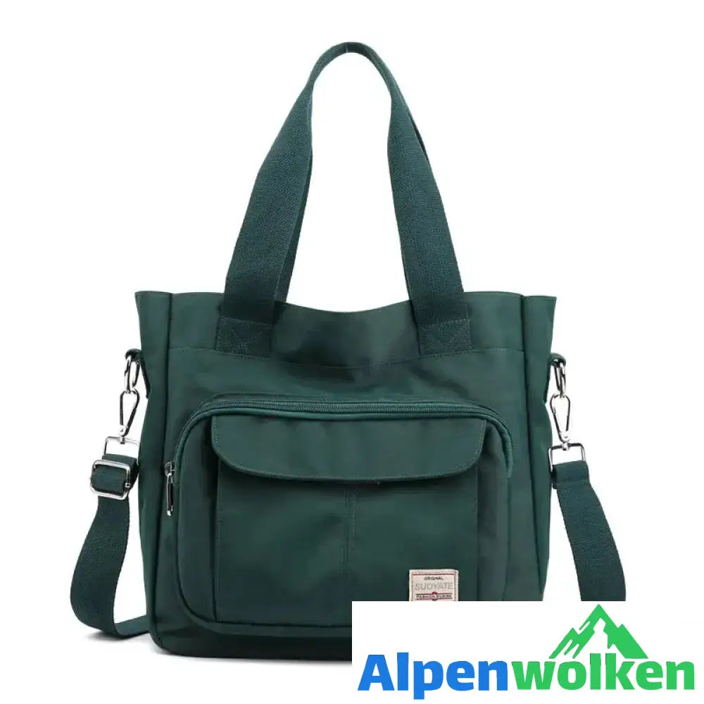 Alpenwolken - Einfache einfarbige Damenhandtasche mit großem Fassungsvermögen grün