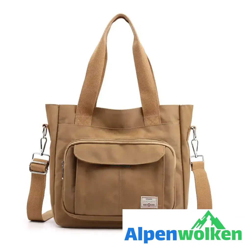 Alpenwolken - Einfache einfarbige Damenhandtasche mit großem Fassungsvermögen khaki