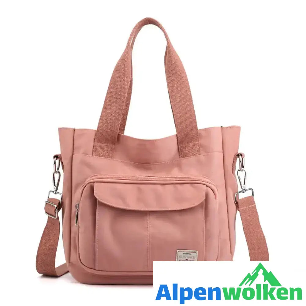 Alpenwolken - Einfache einfarbige Damenhandtasche mit großem Fassungsvermögen rosa