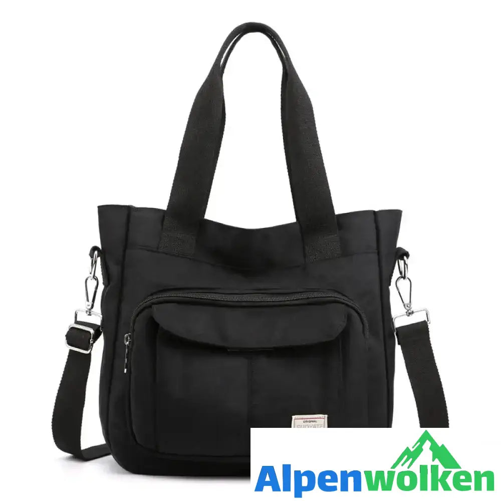 Alpenwolken - Einfache einfarbige Damenhandtasche mit großem Fassungsvermögen schwarz