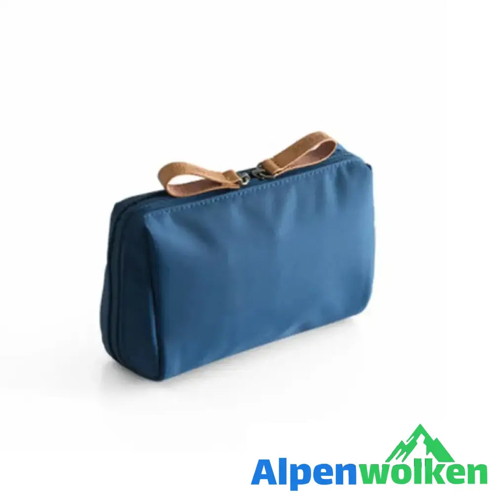 Alpenwolken - Einfarbige Kosmetiktasche mit doppeltem Reißverschluss Blau