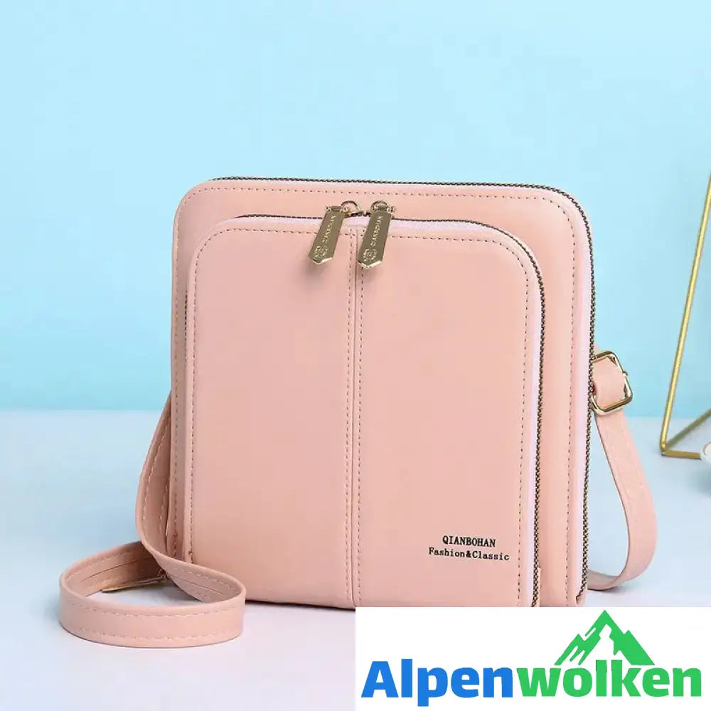 Alpenwolken - Einfarbige Luxuriöse Damen-Umhängetasche Aus PU-Leder Rosa