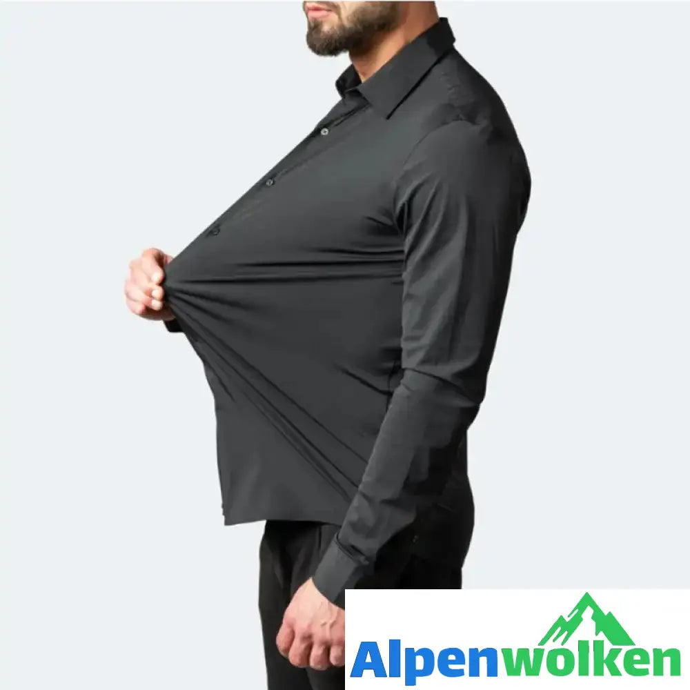 Alpenwolken - Einfarbiges Business-Stretchhemd für Herren