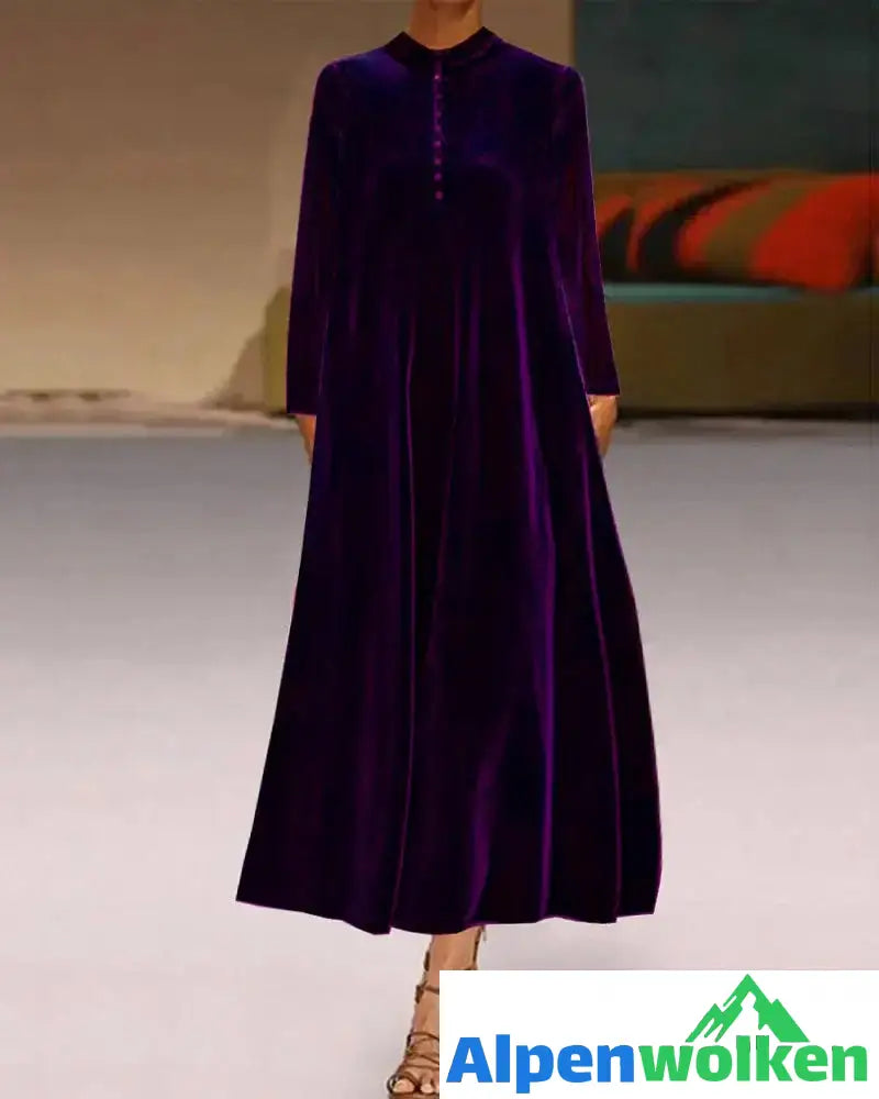 Alpenwolken - Einfarbiges overknee-kleid mit knöpfen Violett