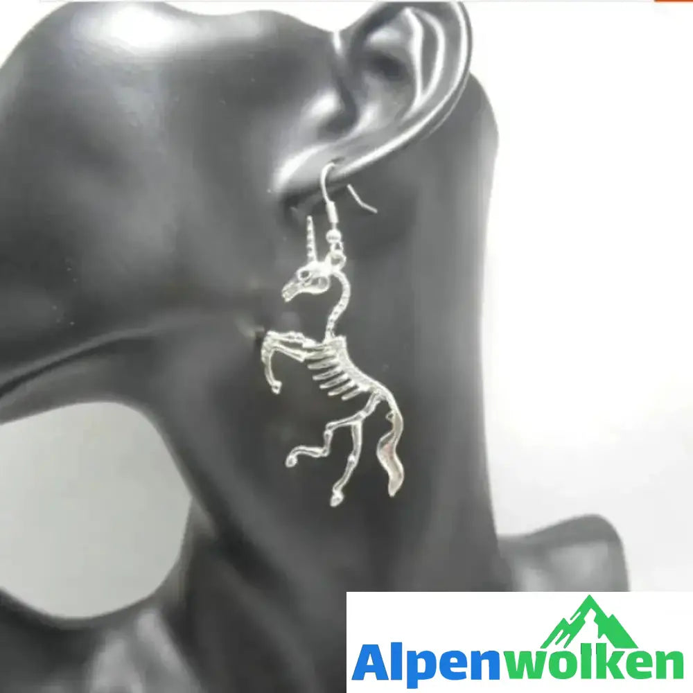 Alpenwolken - Einhornskelett Ohrringe und Halsketten