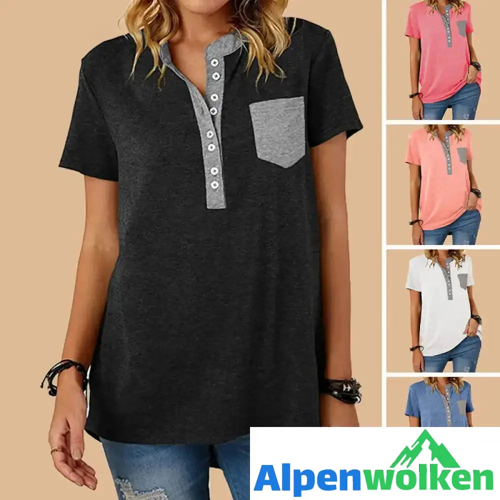 Alpenwolken - Einreihiges Freizeit-T-Shirt