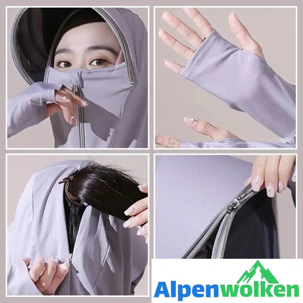 Alpenwolken - Eisseide UV-Schutz Windjacke mit Kapuze