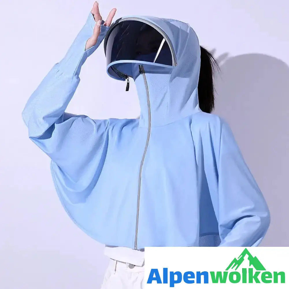 Alpenwolken - Eisseide UV-Schutz Windjacke mit Kapuze Blau