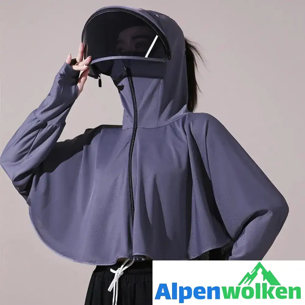 Alpenwolken - Eisseide UV-Schutz Windjacke mit Kapuze Dunkelgrau