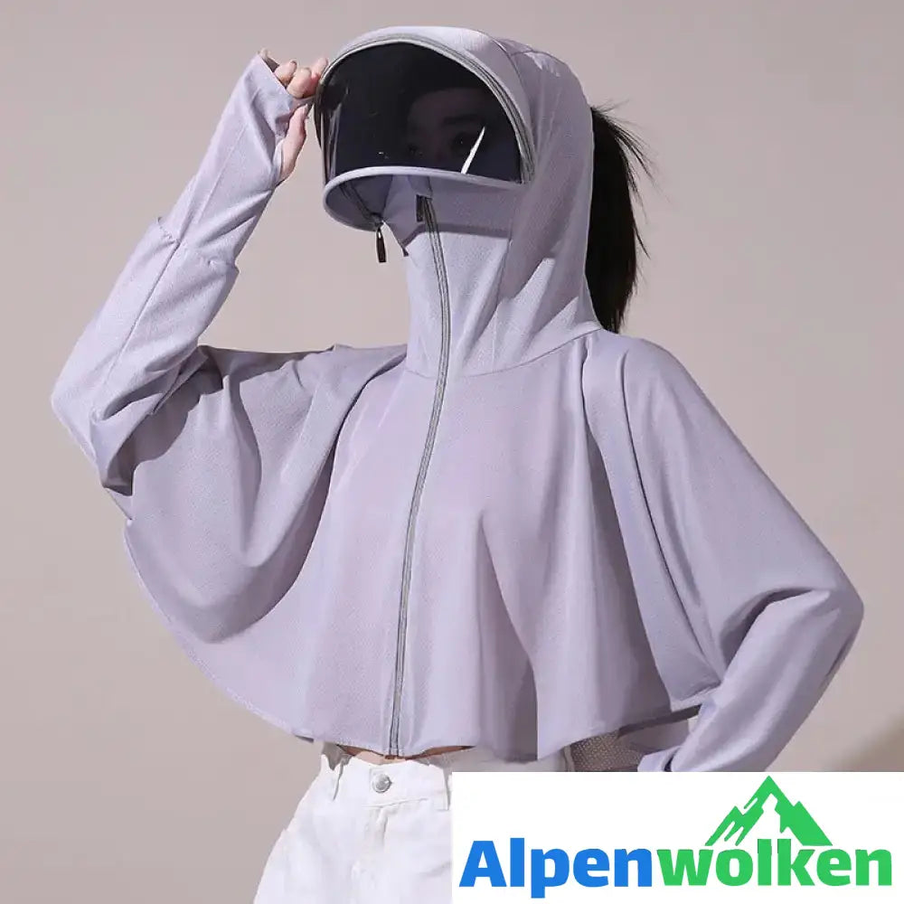 Alpenwolken - Eisseide UV-Schutz Windjacke mit Kapuze Grau