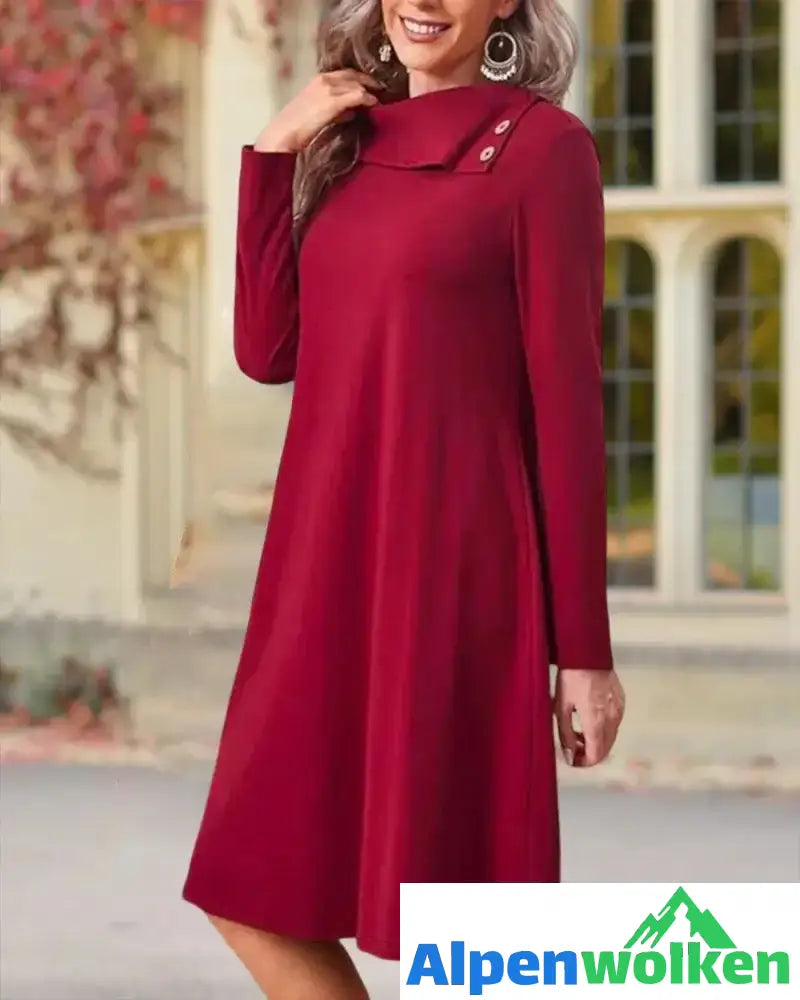 Alpenwolken - Elegant kleid mit einfarbig mit knöpfen