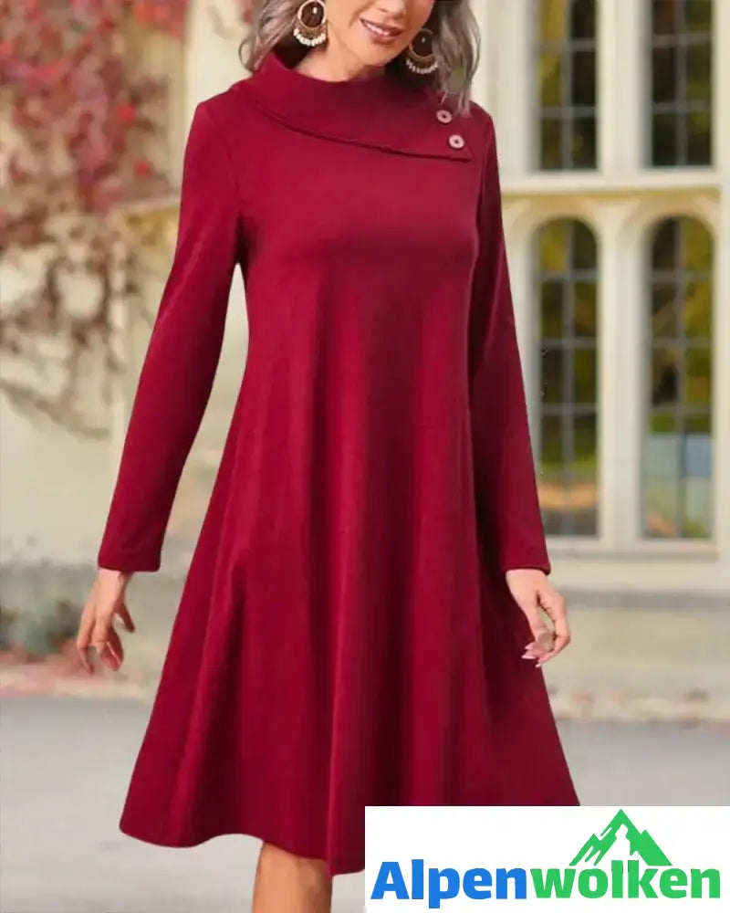 Alpenwolken - Elegant kleid mit einfarbig mit knöpfen