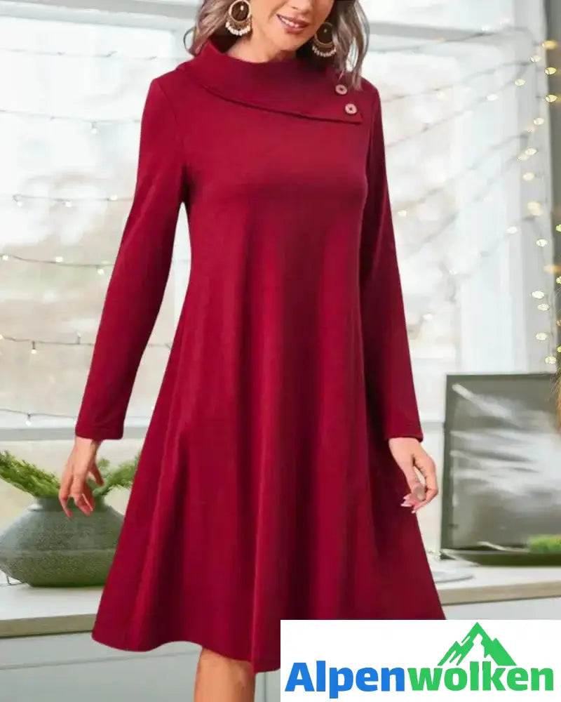 Alpenwolken - Elegant kleid mit einfarbig mit knöpfen